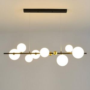 Pilanp Lustre linéaire créatif nordique G9 LED suspension intérieure globe lustre en verre pour salle à manger bureau bar cuisine îlot 8 lumières 43,3 pouces suspension (lang xin ke mao, neuf)