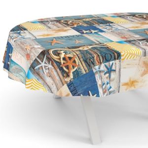 ANRO Nappe en toile cirée - Lavable, pour table de jardin, de forme ronde, ovale ou rectangulaire, bord coupé, 180 x 140 cm (anrotradegmbh, neuf)