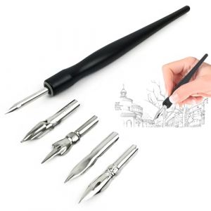 YUPZAR stylo plume plume calligraphie stylo plume calligraphie Ensemble Porte-Stylo et Plumes de Dessin Manga - 1 Porte-Stylo et 5 Plumes - Pour D&eacute;butants et Artistes, Croquis (Olen Olesjame O&Uuml;, neuf)