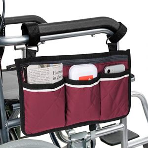 supregear Latéral pour Accoudoir pour Sac Fauteuil Roulant, Sac de Rangement pour Marche avec Bandes, Pochettes de Rangement étanches, Scooter de Mobilité, Marcheur, Accessoires pour Déambulateur (J&D Tech FR, neuf)