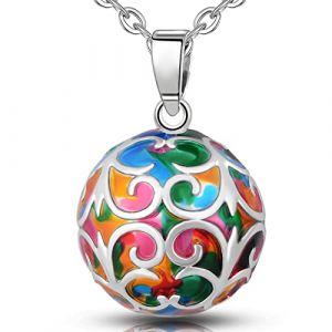 EUDORA Harmony Ball Collier Bola de grossesse l'iris Bola Pendentif pour Femmes Filles Cadeau Maman, 114cm+76.2cm Chaîne (EUDORA Harmony Ball, neuf)