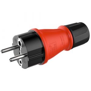 RedStar24 - Prise Mâle 220V IP54 | Fiche de Protection Robuste en Caoutchouc & Plastique, Noir Rouge | Parfait pour l’Extérieur | Prise Électrique à 3 Broches | Fiche Mâles Schuko (RedStar24, neuf)