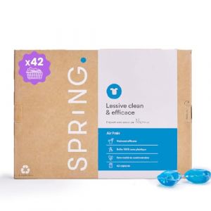 SPRiNG - Lessive Air Frais - x42 Capsules - Fraîcheur Longue Durée - Nettoyage Efficace - Formule Clean - Parfum Agréable - Éco-responsable (SPRiNG, neuf)