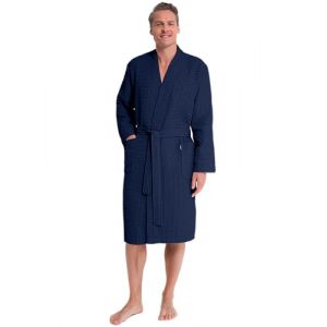 Twinzen - Peignoir de Bain Homme Gauffré 100% Coton - Peignoir Nid Dabeille - Léger, Doux et Absorbant - Bleu Foncé - XXXL (BMS France, neuf)