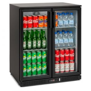 Générique Arrière-Bar Réfrigéré - 2 Portes Vitrées Battantes – 208 L – Éclairage LED – Température 2°C à 8°C – Compact et Robuste (PESAGE-MB, neuf)