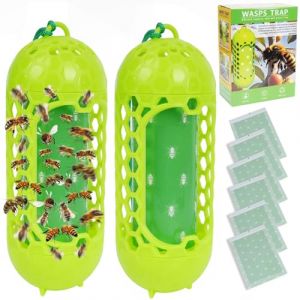 Piège Frelon Asiatique étanche, 2 Pièces Piège à Guêpes avec 8 Autocollants Applicable à Frelons, Mouches des Fruits, Mouches De L’Olivier, Attraction Couleur Piege Guepe La Maison Et Le Jardin (Sunlithome Co., neuf)