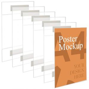 Kurtzy Support Mural Adh&eacute;sif A4 (6 Pcs) - Porte-Affiches Transparents Universel en Acrylique avec Bandes Adh&eacute;sives - Supports d'Affichage pour Bureau, Maison, Restaurant - Aucun Per&ccedil;age Requis (Tinyyo Europe, neuf)