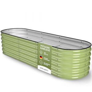 HOFGARTEN ® QuickGrow Potager Surélevé en Acier Galvanisé | Inoxydable | Bac Potager Exterieur | Jardinière avec Base Ouverte | 200L x 60l x 42H cm | Légumes, d'Herbes, Fleurs (Vert) (HOFGARTEN, neuf)