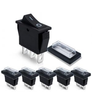 Innfeeltech 6 mini interrupteur à bascule noir kcd3-202 interrupteur à bascule à 3 broches avec 6 bouchons étanches (XINGZHI TECH, neuf)