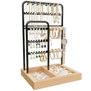 MinXin Pr&eacute;sentoir &agrave; Bijoux Porte, 4 &Eacute;tages Support &agrave; Bijoux, Organisateur de Bijoux, Pr&eacute;sentoir Accessoires, Porte Bijoux Femme en M&eacute;tal, Plateau en Velours (MinXin-DE, neuf)