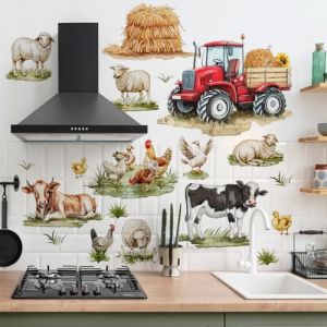 WandSticker4U&reg;- Stickers muraux ANIMAUX de la FERME (180x78 cm) I Autocollant mural chambre b&eacute;b&eacute; animaux ferme cochon mouton tracteur I D&eacute;co murale chambre enfant fille & gar&ccedil;on XXL (WandSticker4U&reg;, neuf)