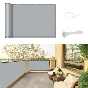 SUNNY GUARD Brise Vue Balcon 90x600cm Cache Vue Balcon,Protection UV,Coupe-Vent et Imperméable,pour Terrasse Jardin Balcon Patio,avec Attaches de câble,Gris (Shodwell, neuf)