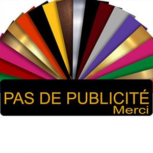 Plaque PAS DE PUBLICITÉ MERCI Adhésive PVC Pour Boîte Aux Lettres - Plaque Stop Pub - 8 cm x 2 cm - 21 Couleurs Disponibles (Noir écrit Jaune Or) (GRAVURE ET COMPAGNIE, neuf)