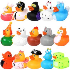DERAYEE 15 Pcs Canard en Plastique Color&eacute; Caoutchouc,Jouet Bain B&eacute;b&eacute;,Jouet Bain Canard Flotteur,Petit Canard de Bain Mignon pour Douche Anniversaire (DERAYEE, neuf)