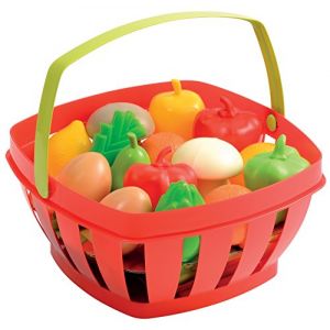 Ecoiffier 966 &ndash; Panier &agrave; provisions avec fruits et l&eacute;gumes, accessoires, rouge (JYPY JOUET, neuf)
