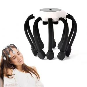 Masseur de t&ecirc;te en forme de pieuvre, masseur de t&ecirc;te de cuir chevelu anti-stress, masseur &eacute;lectrique pour cuir chevelu avec 14 points de vibration, masseur de t&ecirc;te, soulage la pression du cuir chevelu (HAOLIN -best, neuf)