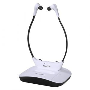 SIMOLIO SM-824D1 2,4 GHz Casque TV sans Fil avec émetteur, Casque Audio sans Fil pour Television, Batterie de Rechange, Clarté des Dialogues, Ambient Mode, Optique/RCA/AUX, 100 Pieds, sans Latence (Simolio Direct-fr, neuf)