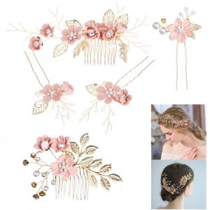 Aweisile Decoration Cheveux Mariage 5 Pi&egrave;ces Peigne &Agrave; Cheveux de Mariage Peigne Mariage Perle Cristal de Mari&eacute;e Mariage Accessoires de Cheveux Accessoires de Cheveux de Mari&eacute;e Decoration Cheveux (Aweisile, neuf)