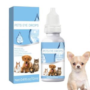 Rakiuty Gouttes pour Les Yeux des Chats,Collyre Chien Yeux,Pet Gouttes pour Les Yeux des Chats et des Chiens,Tear Stain Remover Pet Eye Cleaner,Sûr et Efficace pour éliminer Taches de Larmes, 12 ML (Deppr, neuf)