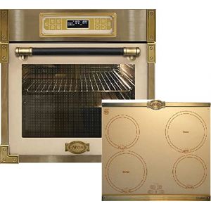 Kaiser Four et plaque de cuisson encastrable rétro EH 6726 ElfAD+KCT 6395 IelfEm, 4 encastrables, 80 l, verre ivoire, électrique, grill + induction rétro, 60 cm, bronze, A+ (elektroniks-home, neuf)