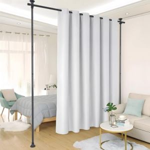 Tringle &agrave; Rideaux sans Percage, paravent Interieur ou Tringle Rideau Extensible sans Percage - Brise-Vue pour Salon, Chambre &agrave; Coucher ou Bureau - 178 x 317 cm (L x H) - Noir (DAKEPOLE-EU, neuf)