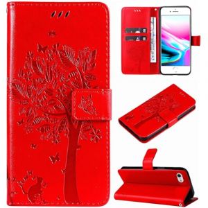 Hancda Coque pour iPhone SE 2022 / iPhone SE 2020 / iPhone 8 / iPhone 7 Etui Housse Coque en Cuir avec Motif Porte Carte Portefeuille à Rabat Magnétique Flip Case Cover Antichoc Étui Coque,Rouge (Hancda, neuf)