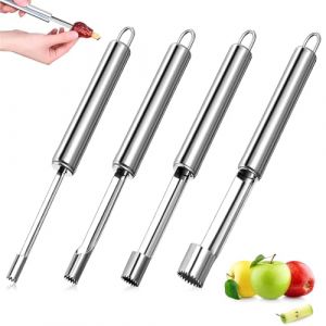 LAJUP Lot de 4 Vide Pomme,Vide Pomme Trognon, Vide Cerise D'Olive Trognon,Extracteur Poires,Lavable Au Lave Vaisselle,Antirouille,éTanche,4 Tailles Dénoyauteur de Fruits (KUNKUN YU, neuf)