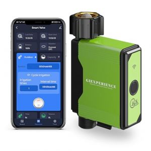 Programmateur d’arrosage Intelligent Zigbee avec Compteur d’Eau à Turbine intégré, Jusqu’à 10 programmes d’arrosage, Compatible avec Les applis Tuya Smart et Smart Life (GIEX SMART, neuf)