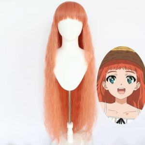 LINLINCD Anime Cosplay Perruque Anime Coser Anime Cosplay Wonder Egg Priority Perruque Volants Femmes Orange Bouclés Cheveux longs avec Fouet avec bonnet de perruque gratuit pour Halloween (qiu lai shan mao hang, neuf)