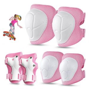 GIDWRIY Protection Roller Enfant,Protège Poignet Genouillere Coudiere,Protège Coude et Genoux,Genouillère Skateboard Enfant,Protection Patin a Roulette,Protection Trotinette pour Fille, Garcon - Rose (GOLDEN COVE 2025, neuf)