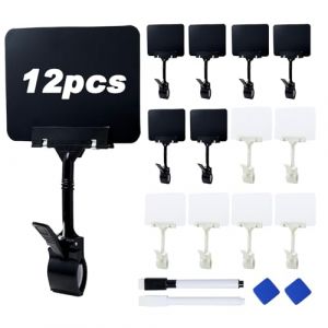 Rebanky 12 Pi&egrave;ces Pince Porte Etiquette Prix Rotative, Support D'&eacute;tiquette de Prix pour Clip D'affichage &Eacute;tiquettes Rotatif &agrave; Pince pour March&eacute; de Produits, Centre Commercial, Supermarch&eacute; (Lanying, neuf)