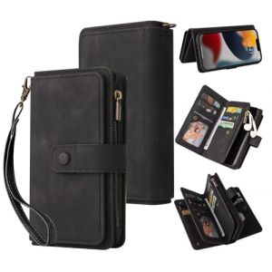 Belzsxy Coque pour Sony Xperia 1 III,[Housse en Cuir PU Premium][Etui &agrave; Rabat][15 Porte Cartes][Pochette de Portefeuille],Collier Coque Housse Etui pour Sony Xperia 1 III - Noir (Belzsxy, neuf)