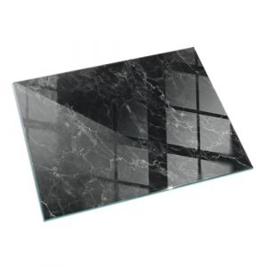 Plaque de Chemin&eacute;e 120x80 cm Verre Rev&ecirc;tement de Sol Bords Polis Rectangle Plaque de S&eacute;curit&eacute; sous la Chemin&eacute;e Installation Facile Protection Thermique - Mod&egrave;le de marbre &eacute;l&eacute;gant (Wallfluent, neuf)