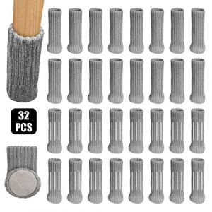32Pcs Chaussettes de Chaise Mobilier en Feutre pour Pieds de Chaise,Table mobilier Couvre Meuble Chaise Pieds Couvertures Casquettes Pieds Tampons Plancher Protège,Évitez Les Rayures et Le Bruit(Gris) (Tesyeux-EU, neuf)