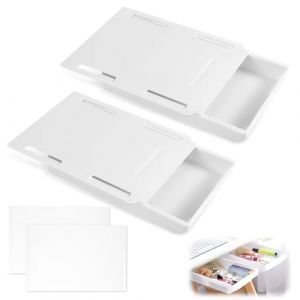 2 Pièces Tiroir Sous Bureau 22 X 15,5 X 3,5 cm, Tiroirs Autocollants à Suspendre Sous Le Bureau, facile à utiliser Tiroir Sous Meuble pour les Armoires, les Commodes (Blanc) (LIUqiannan, neuf)