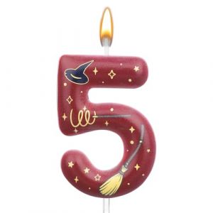 Bougie d'Anniversaire Magique Magicien, Bougie Anniversaire Num&eacute;ro D&eacute;coration de G&acirc;teau Fournitures de F&ecirc;te Magicien Magique pour Gar&ccedil;ons Filles Cadeaux F&ecirc;te (5) (moncion, neuf)