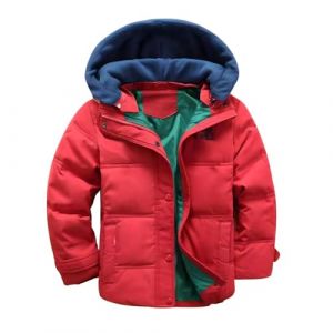 Lengender Manteau Hiver Enfant Gar&ccedil;on B&eacute;b&eacute; Hiver Doudoune Veste Capuche Hoodie Blouson Fourrure Fausse Jacket 3-11 Ans (Rouge, 6 ans) (FindPitaya, neuf)