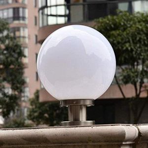 Reisx Argent en acier inoxydable colonne lampe Chemin d'ext&eacute;rieur IP44 Socle rond blanc Lumi&egrave;res Boule Pi&eacute;destal Terrasse Paysage Cour Jardin E27 Pelouse acrylique (RISHX, neuf)