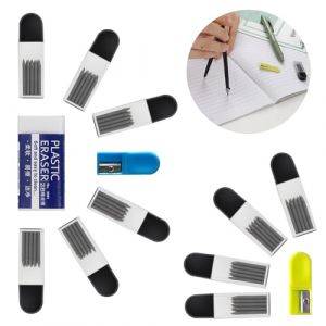 Behiruch 100 Pièces Mine Compas Professionnel, 2mm 2B Mine Recharge pour Compas, avec 2 Taille-Crayon et 1 Gomme (Senkening, neuf)