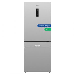 GEDTECH R&eacute;frig&eacute;rateur combin&eacute; GCB417NFIX 417L Grande largeur 70cm - cong&eacute;lateur bas - No Frost - Inox (THE BEST PRICE, neuf)
