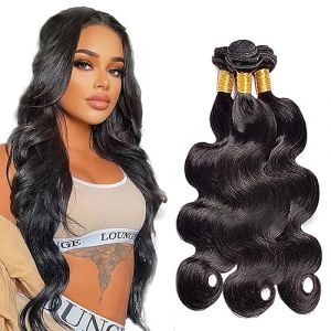 AiPliantfis Tissage Bresilien en lot Tissage Cheveux Humain Bundles Bone Body Wave Human Hair 3 Bundles Black Hair Extensions Hair Grade 8 A Brazilian Remy Hair Extensions for Women 16 18 20 Pouce (GongBei Hair, neuf)