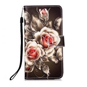 Ucikov Étui à Rabat en Cuir pour iPhone 16e Coque avec Emplacement pour Carte de Crédit Magnétique et Fonction de Support,Housse de Protection Motif Rose Flower (Ucikov, neuf)