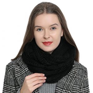 DonDon Écharpe femme hiver Écharpe tube snood Écharpe en laine Tour de Cou Cache cou - Noir (urban-styles, neuf)