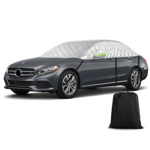 Demi-Housse Voiture Universel Anti-gr&ecirc;le 353x150x49 cm, Couverture de Voiture Protection Toit Souple &eacute;tanche pour Tous Les Temps Remplacement pour Peugeot 508/Model 3/A4/C-Class/Passat (lampewh, neuf)