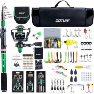 Goture Canne &agrave; P&ecirc;che Complet (Carbone 24T), Canne Surfcasting T&eacute;lescopique en Fibre de Carbone & Moulinet Spinning avec 9+1 Roulements &agrave; Billes Scell&eacute;s, avec Accessoires et Housse - Professionnelle (Goture-FR, neuf)