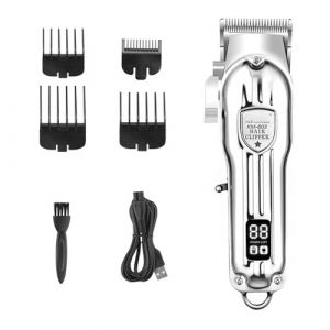 Tondeuse Cheveux Professionnelle, Full Metal Hair Clipper Professional Men's Adjustable Electric Hair Trimmer Beard Rechargeable Hair Cut Machine (nanfengxianluoleixiaoshoubu, neuf)