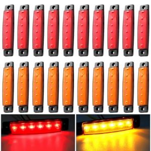 Biqing 20PCS Feu de Gabarit Remorque Rouge Jaune, LED Feux de Gabarit Indicateurs De Position 12V pour Camion Remorque Camion Bus Bateau (YuanGu, neuf)