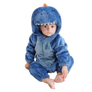 Pyjama Enfant Garcon Dinosaure Crocodile Zippe Combinaison Bebe Fille 3 Mois à 5 Ans Hiver Chaud Polaire Grenouillere Bebe Garcon sans Pied Vetement Deguisement Fille Animal (Blue, 18-24 Mois) (Huttam, neuf)