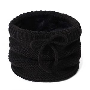 NLAND Cache Cou Femme Tour de Cou avec Doubl&eacute; Polaire Tricot Echarpe Unisexe Foulard Polaire Homme Snood Femme pour Activit&eacute;s en Plein Air (Noir, Taille unique) (WINKINI, neuf)