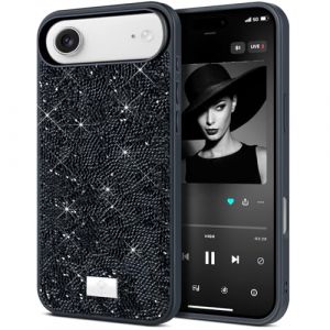 BEZ&reg; Coque pour iPhone 17 Air Paillette, Coque Compatible avec iPhone Air Glitter Series de Etuis avec Bling & Co., &Eacute;tui en Diamant Etincelant et &agrave; Cristal Bling, Noir de Jais (TheBlingZ., neuf)
